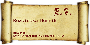 Ruzsicska Henrik névjegykártya